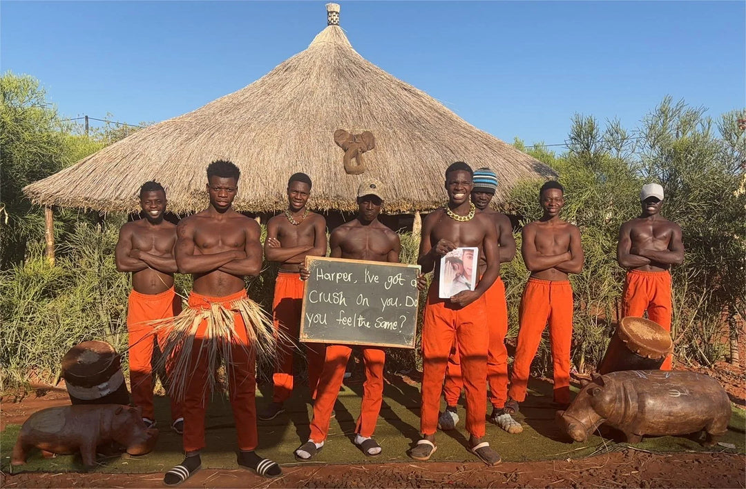 African primitive tribe dance greeting